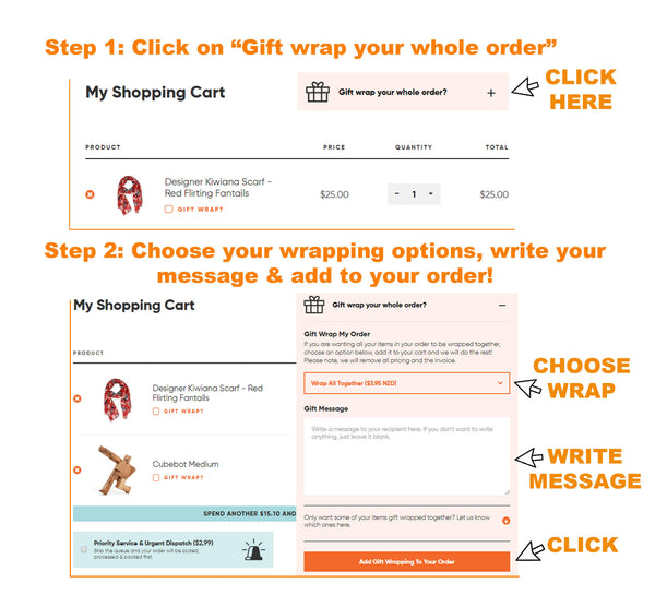 How to add gift wrap to my order