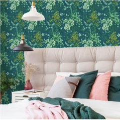 Ayana wallpaper design is a soft green floral wallpaper that is perfect for a bedroom