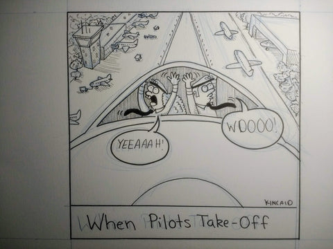Line art drawing of "Take Off"