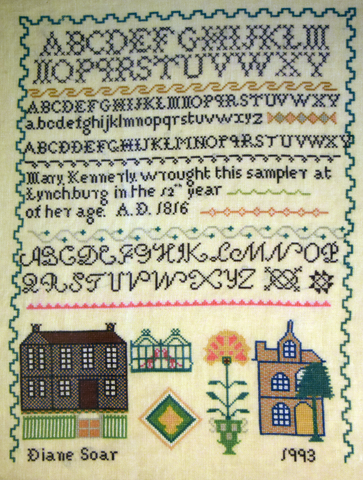 Replica of cross stitch sampler worked in 1812 