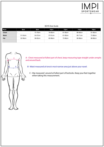 Activewear Sizing Chart, Quality Gym Wear