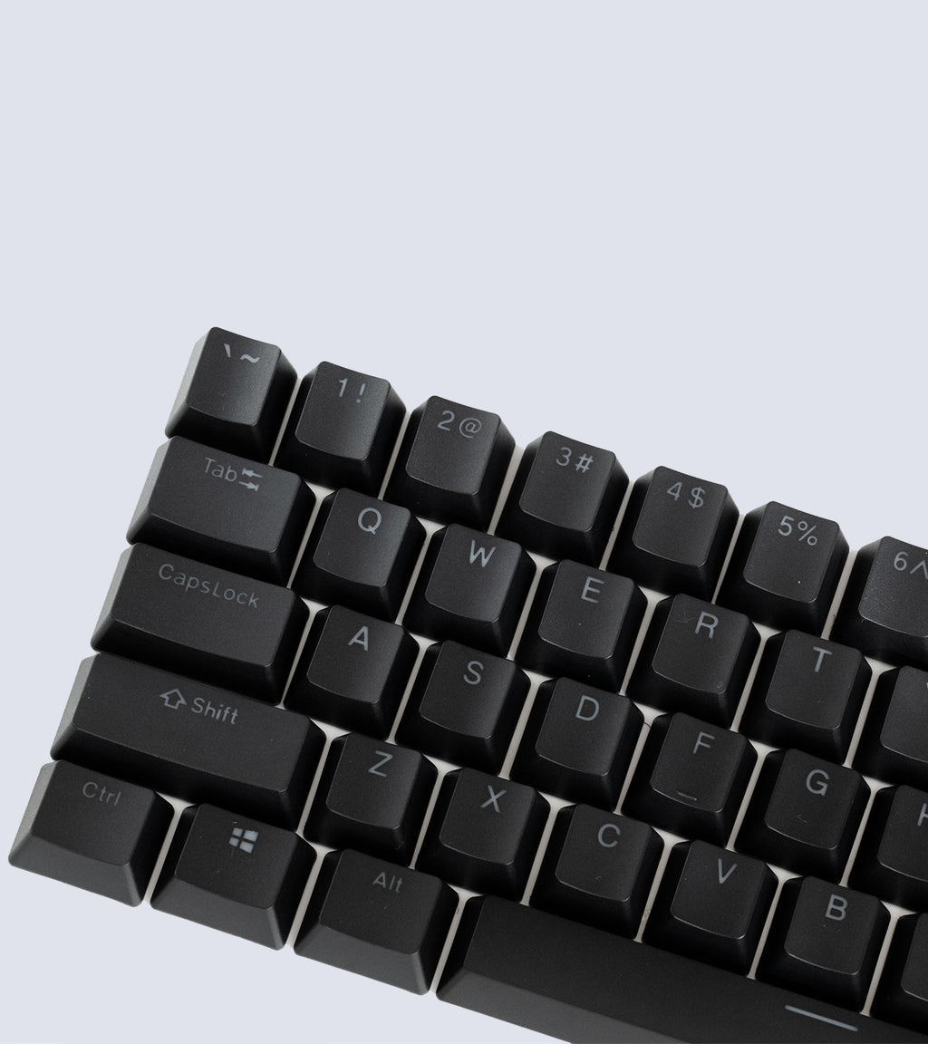 blank PBT double-shot shine-through keycaps | Carbon Black