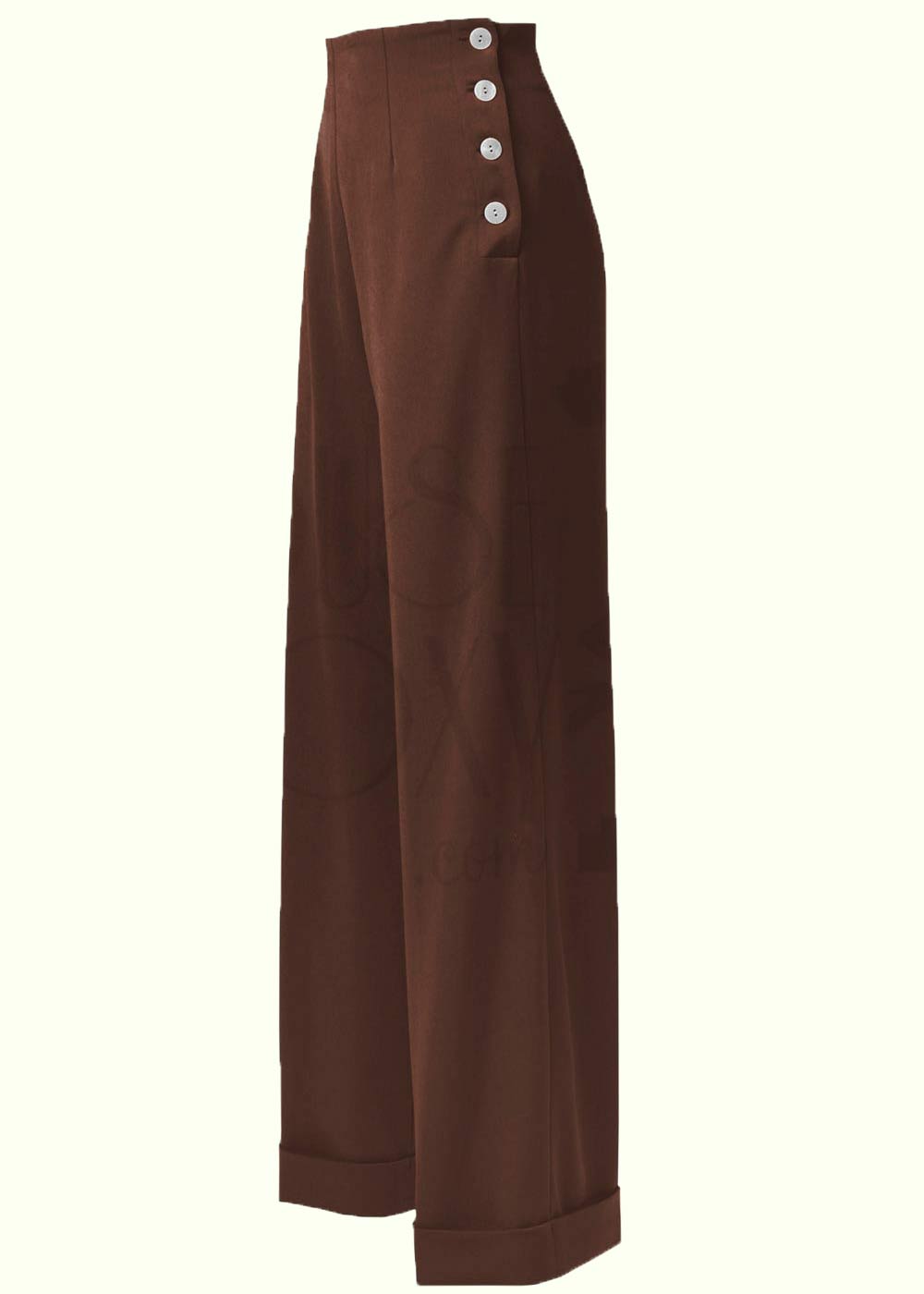 Højtaljede bukser med brede ben i brun fra of
