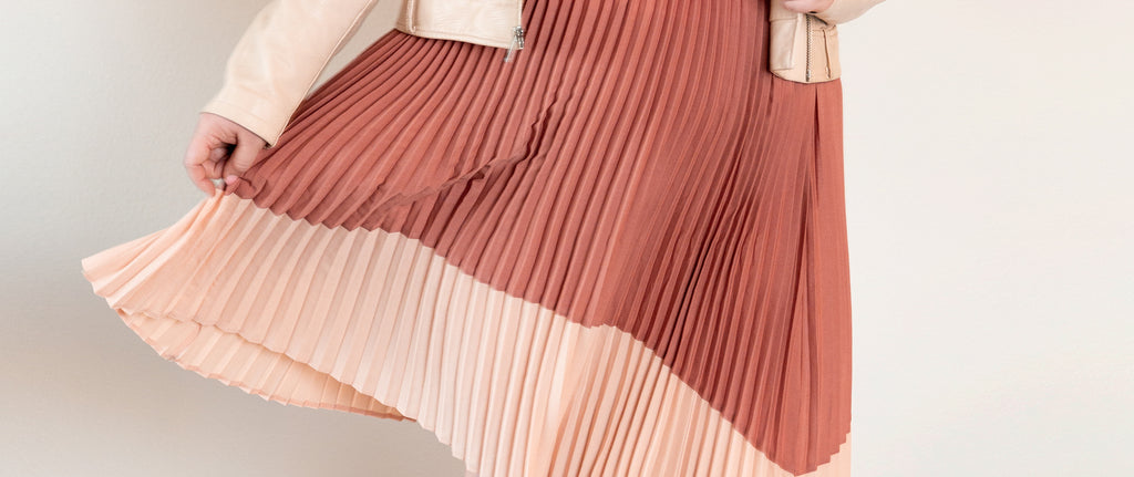 rose pink pleated skirt