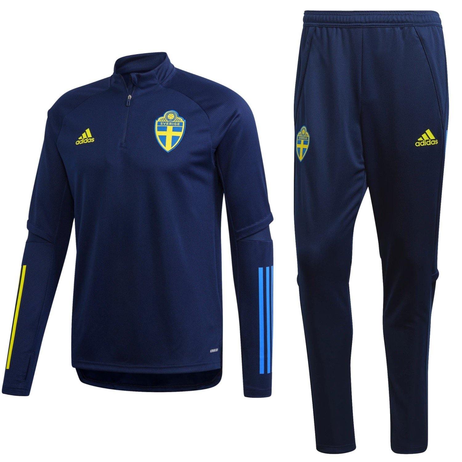 Sweden soccer training tracksuit 2020/21 Adidas SoccerTracksuits.com