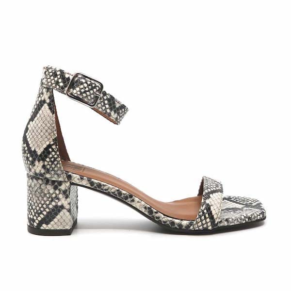 Billi Bi White | heel leather snakeprint sandal