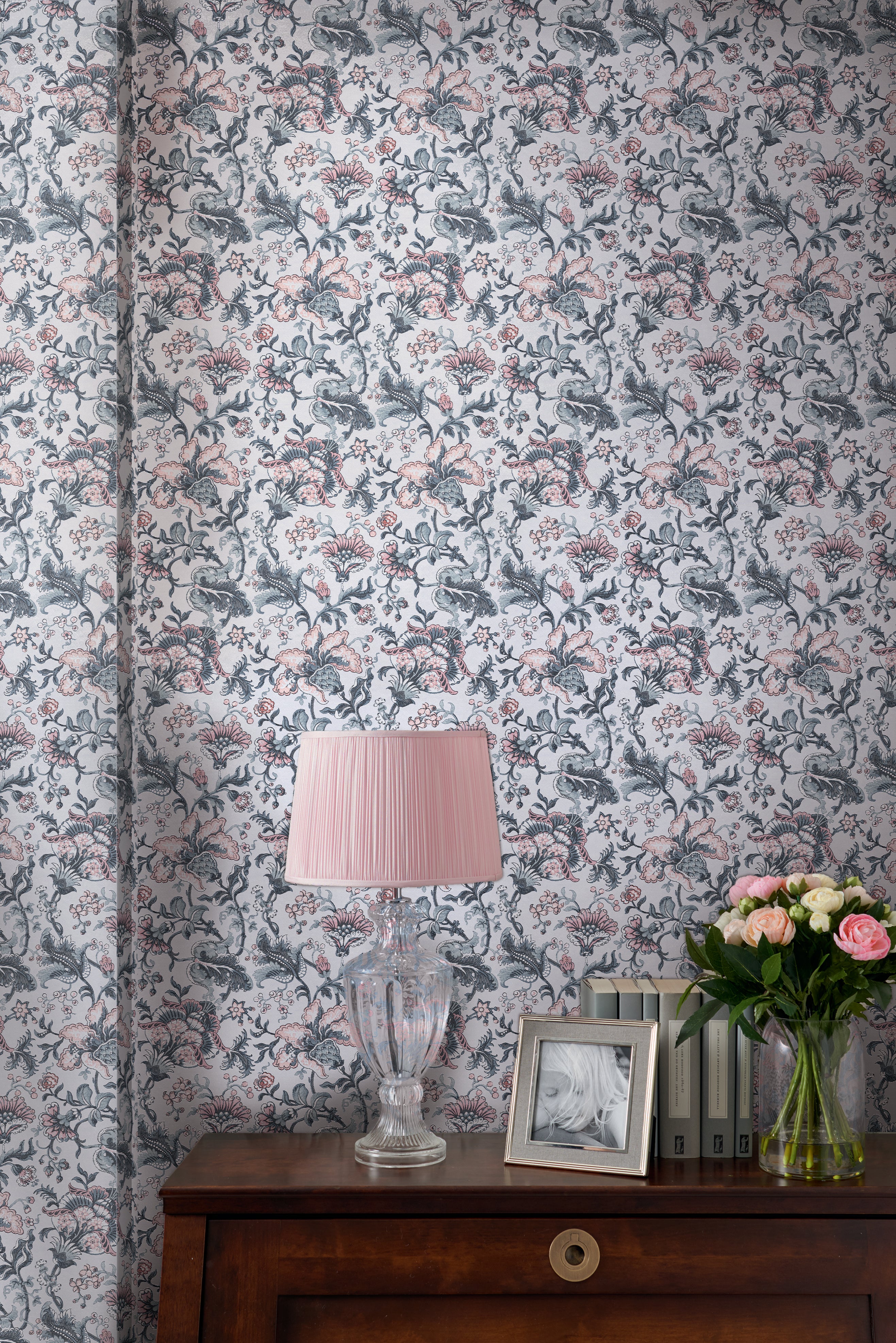 Portia Wallpaper Pale Slate Laura Ashley