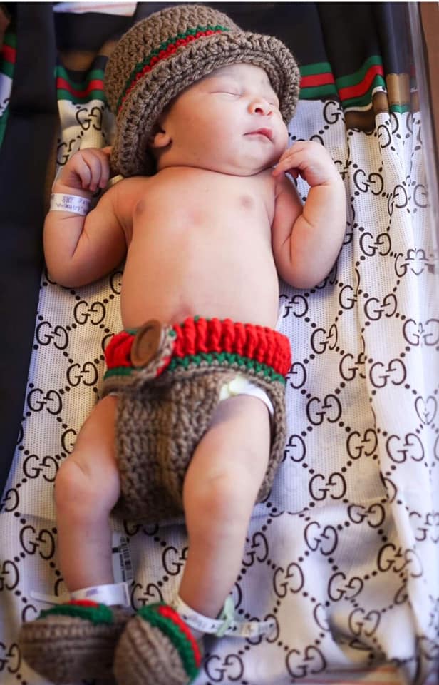 gucci crochet baby outfit