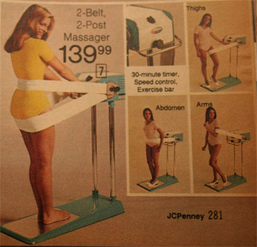 While the Belt Vibrator started off as simple massage device for spas, it quickly morphed into a machine that promised body fat spot reduction and muscle toning. It wasn’t popular because it worked; it was popular because it was marketed very intelligently and targeted to people who desperately wanted a cure-all to trim down.