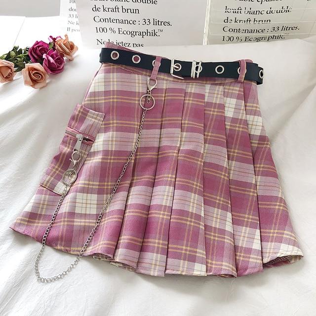 Harajuku Girl Pleated Skirt (Blue, Pink, Black, Purple, Grey)