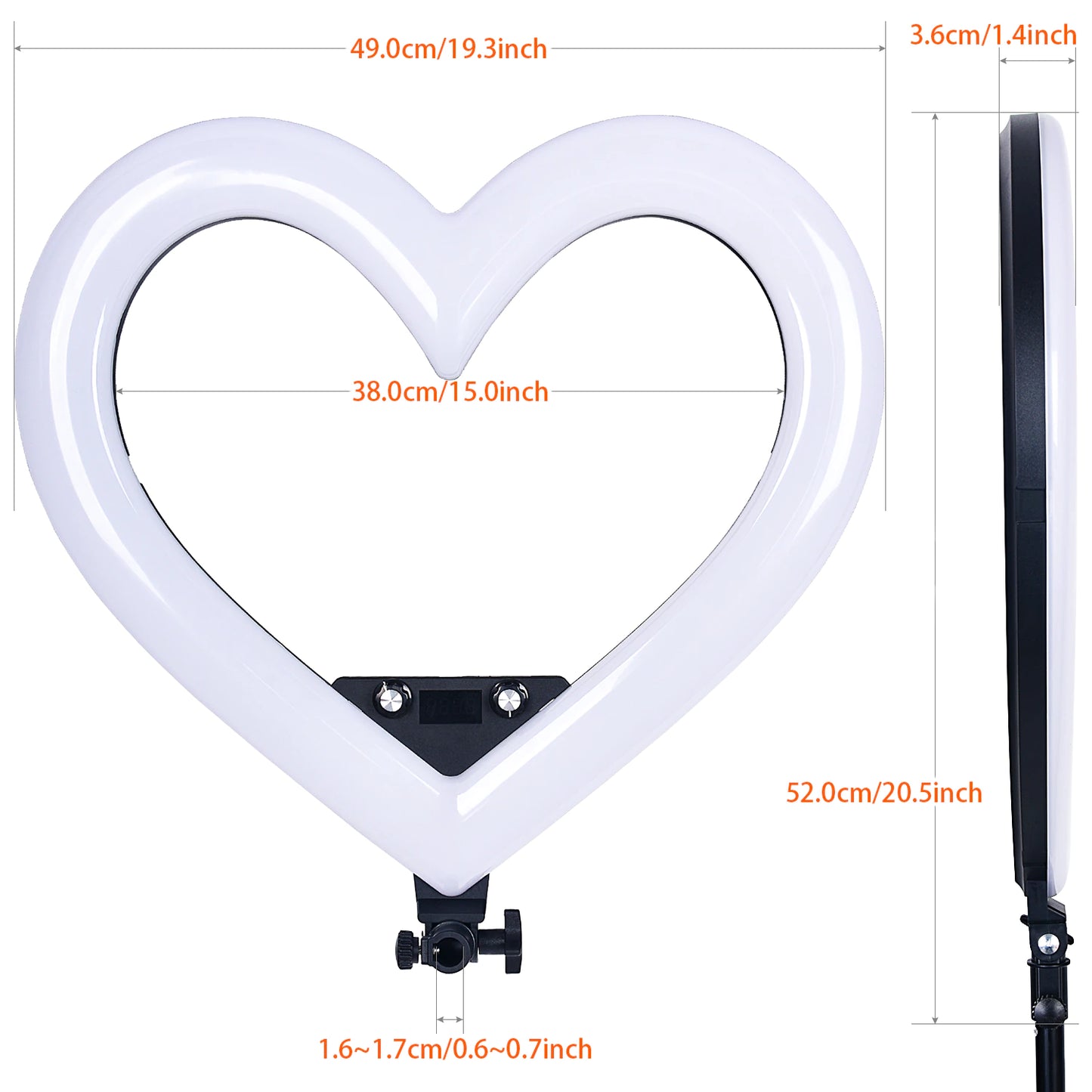 Hearted Shaped 19 inch Ring Light With Tripod & USB Port
