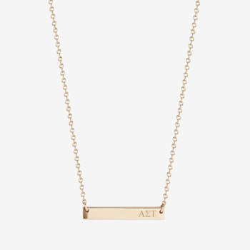 Alpha Sigma Tau Horizontal Bar Necklace in Cavan Gold and 14K Gold