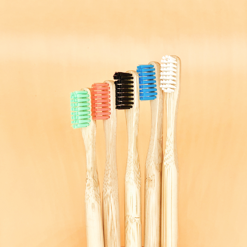Sustainable Eco friendly Bamboo toothbrush, colored bristles