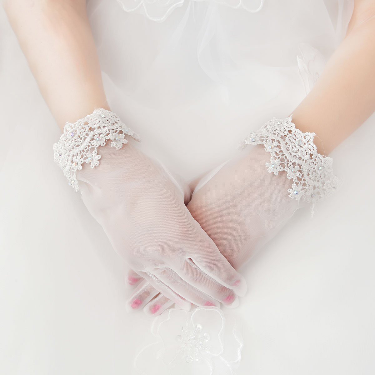 long ivory wedding gloves