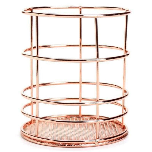 1 Pcs Rose Gold Metal Pen Holder Case Holder Box Organizer Home