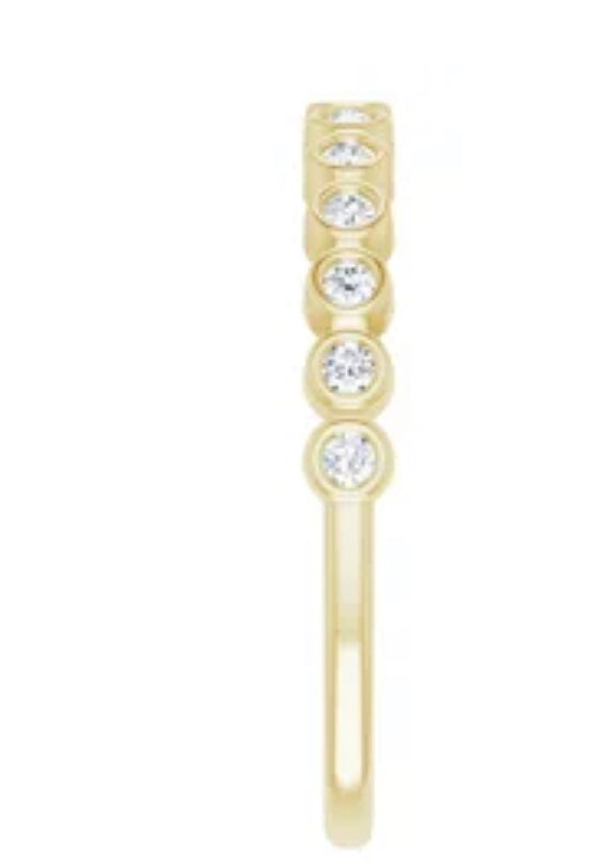 14K Gold 1/5 CTW Bezel Set Natural Diamond Stackable Ring