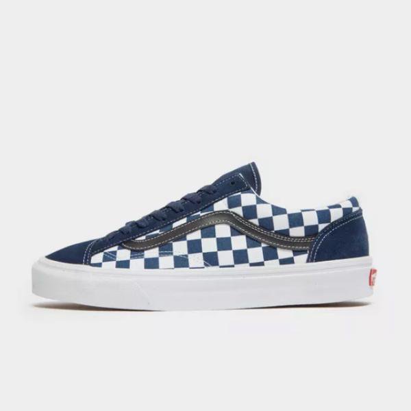 vans old skool checkered blue