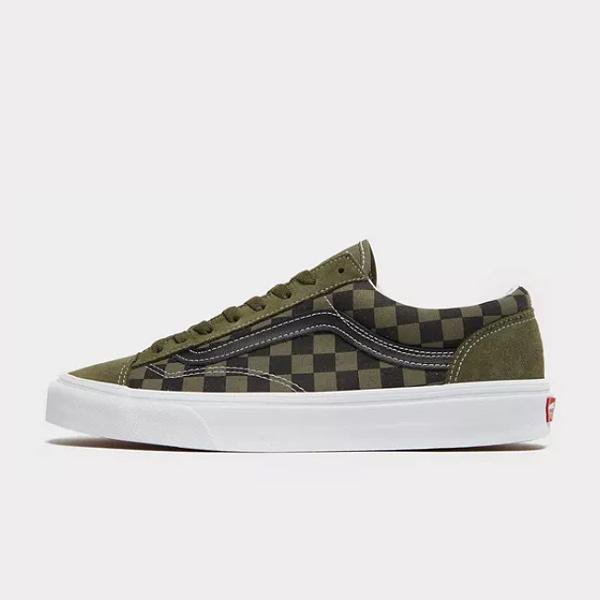 green and black checkered vans