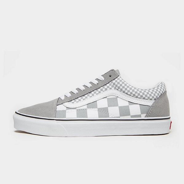 grey checkboard vans