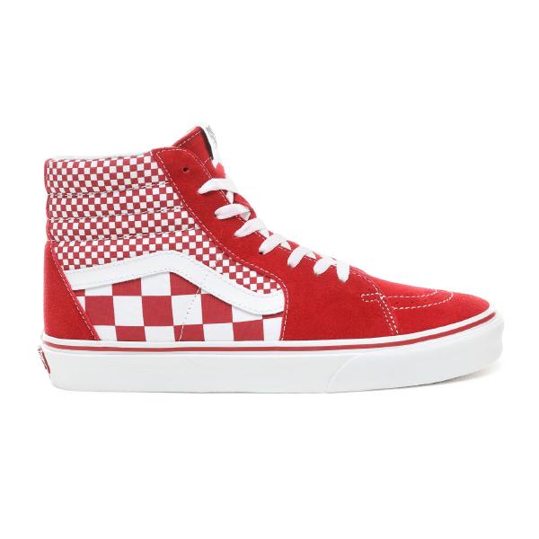 red and white high top vans