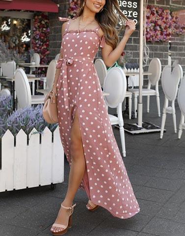 polka dot slit dress