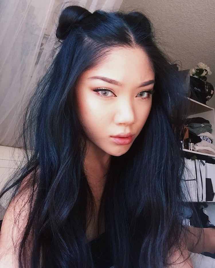 Blue, black dye to hair 
