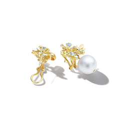 Wonderland Orchid Flower Cluster Pearl Drop Earring