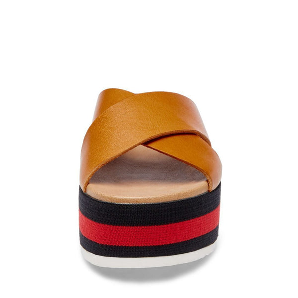 ASHER COGNAC PLATFORM SANDALS | STEVE 