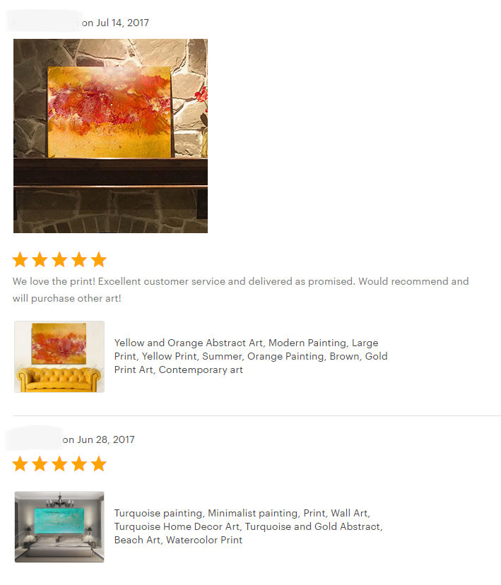 reviews, yellow orange abstract art, happy clients, testimonials, abstract art, original painting, canvas print, julia apostolova, interior, decor, home, office, photo