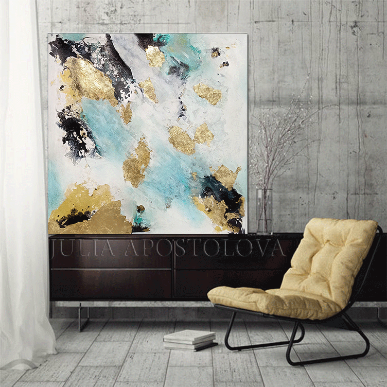 Large Pink And Gold Painting On Canvas Gold Leaf Painting,Original Abstract Painting,Large Wall Art,Gold Wall Decor,Texture Wall Art