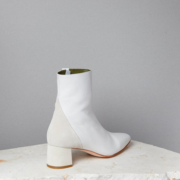 White Leather Ankle Boots | Lou Luxury Footwear | Handmade in USA |
