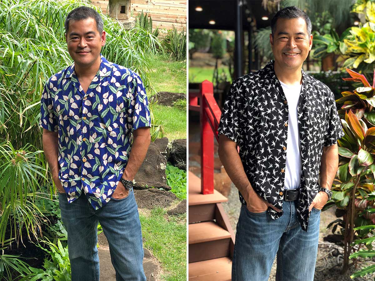 Hawaiian shirt with blue jeans look