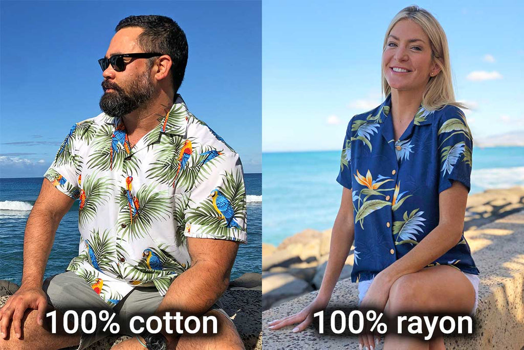 cotton or rayon Hawaiian shirts