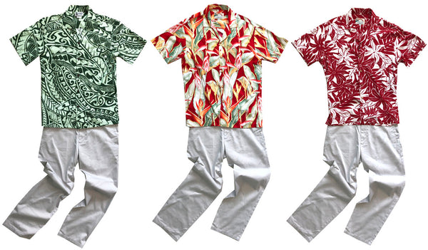 Hawaiian shirts with khaki slacks
