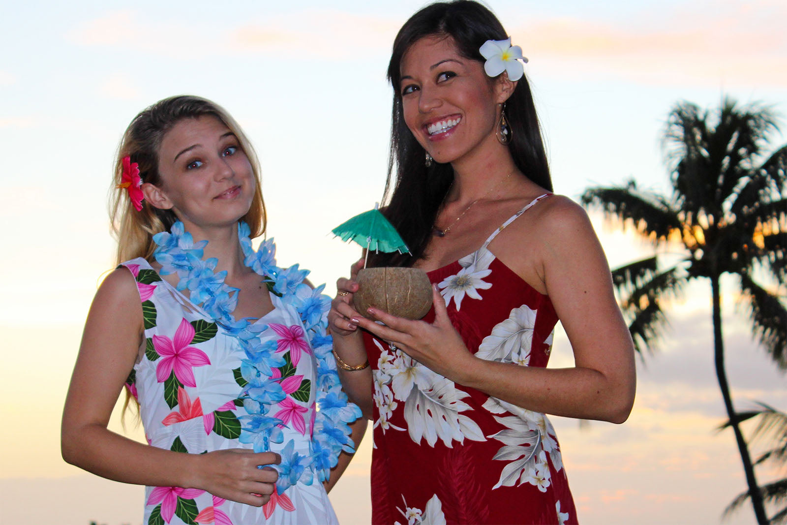 use cheap fake flower leis if you don't have the budget for real flower leis
