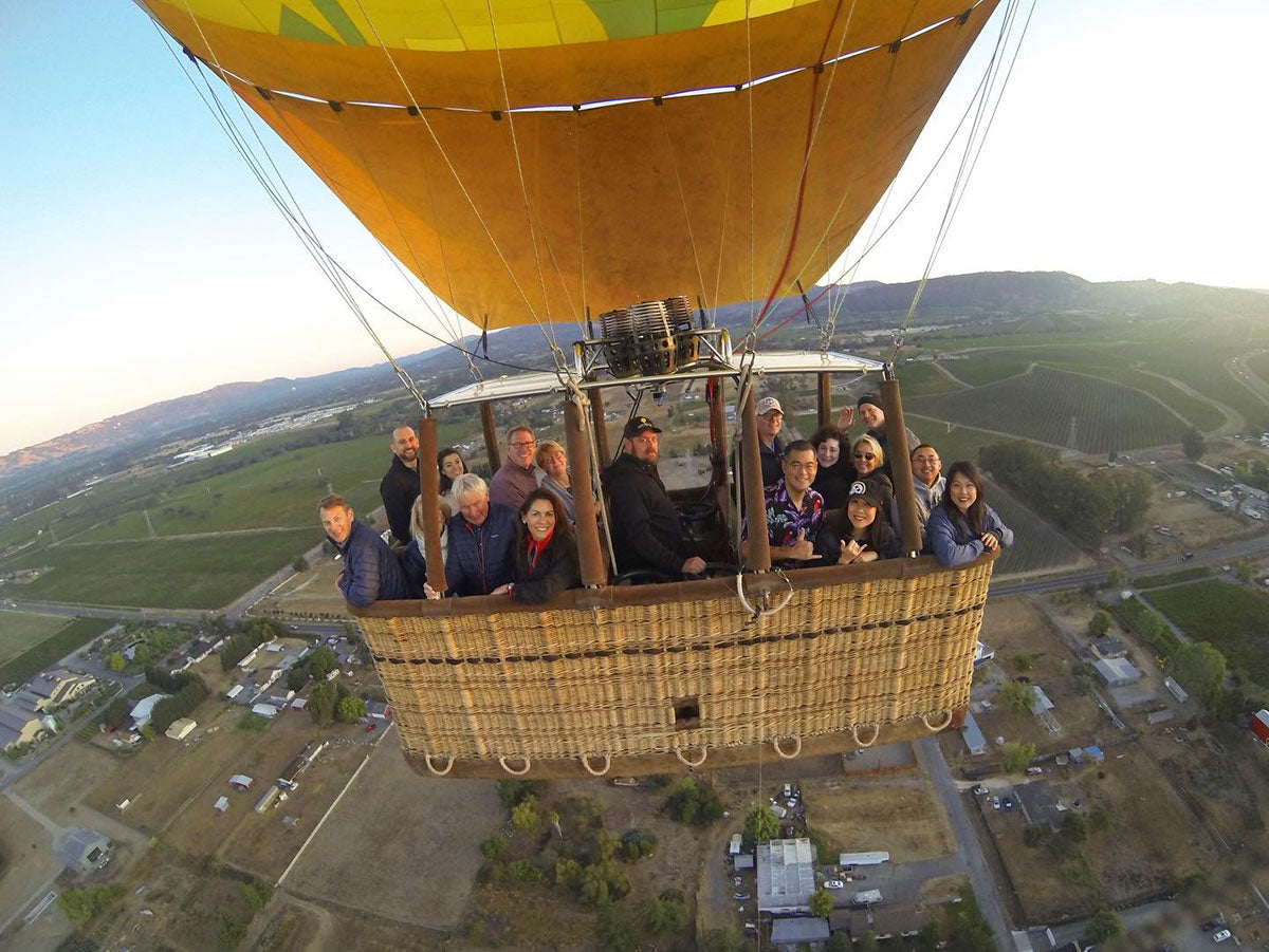 aerial group picture with Napa Valley Balloons