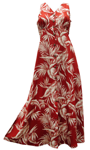 Paradise Jungle red button front tank dress