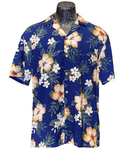 Hibiscus Resort Navy Hawaiian Shirt