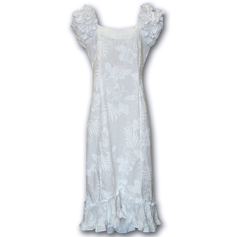 Wedding Flower White Ruffle Shoulder Muumuu