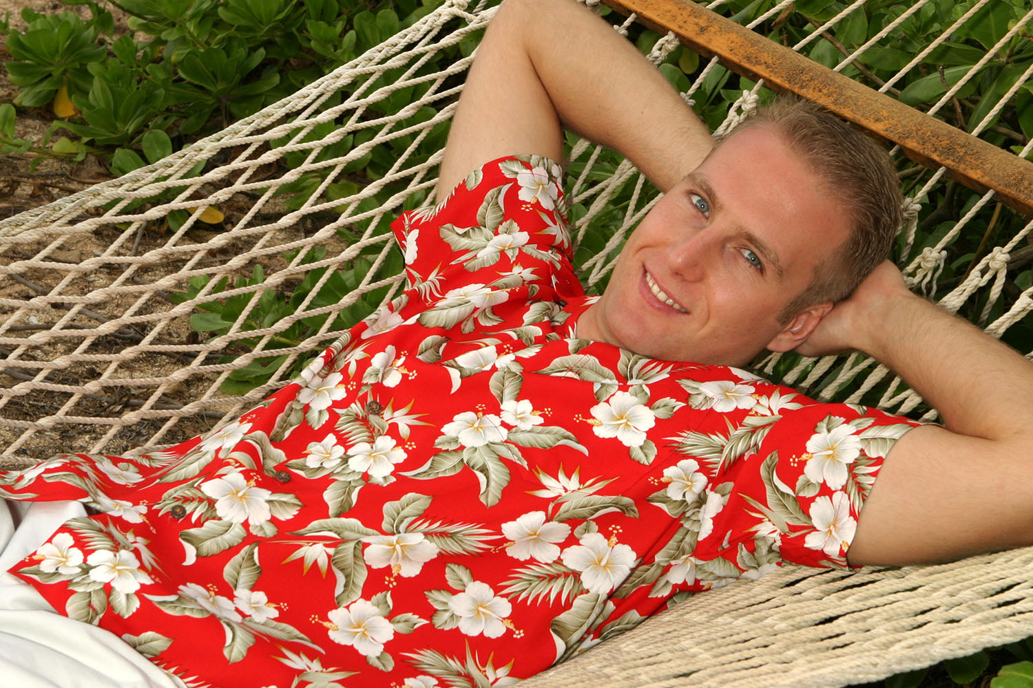 red Paradise Garden Hawaiian shirt