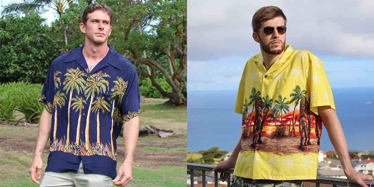 silk bottom print vintage-inspired Hawaiian shirt vs contemporary bottom design Aloha shirt