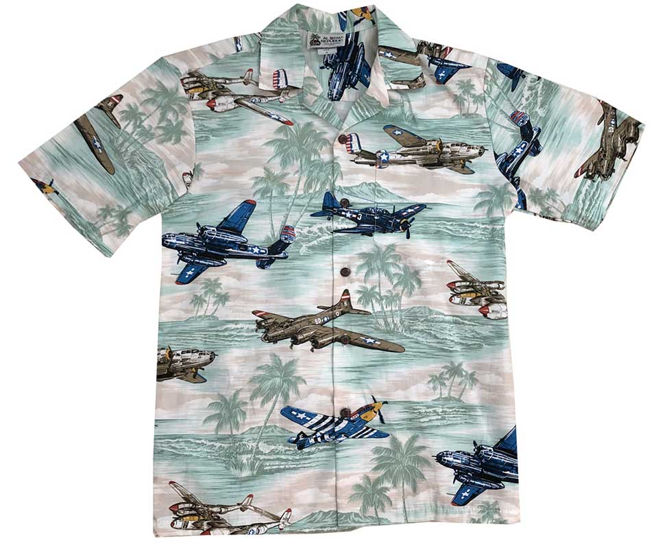 Hawaiian shirt with WWII airplanes