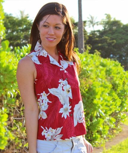 womens red hawaiian shirt