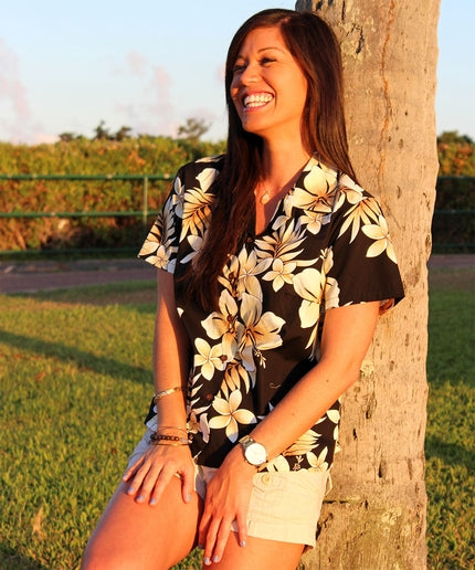 black hawaiian shirt womens