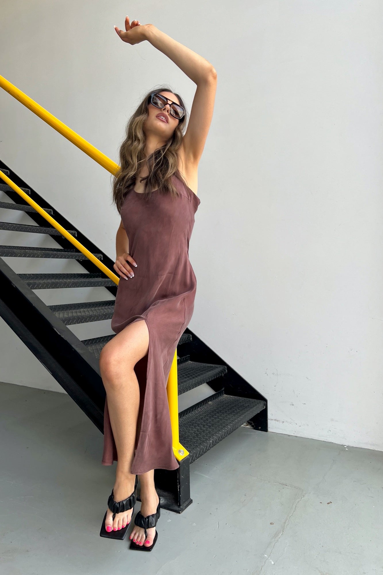 Harlow Cupro Slip Dress - Clove