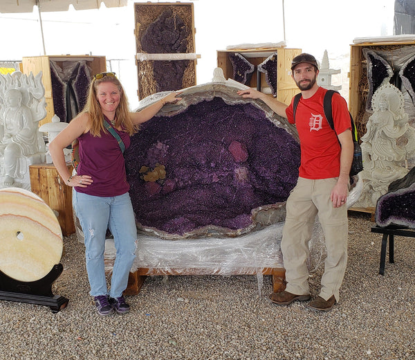 ic:Some incredible amethyst geodes were on display in the Michal & Company tent at the Kino show