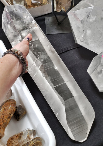 ic:Natural double terminated Lemurian spotted at the Tucson 2019 show.  This baby had a price tag of $10K