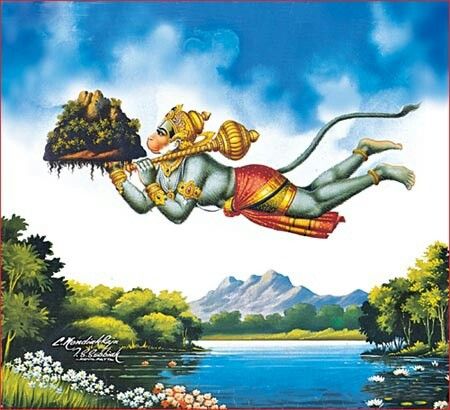 ic:Hanuman carrying the Sanjivani to save Rama 