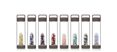 ic:These beautiful pod style bottles by Longemity are a safe way to experiment with gem elixirs.  This style bottle is an example of the indirect infusion method.  (photo by Longemity)