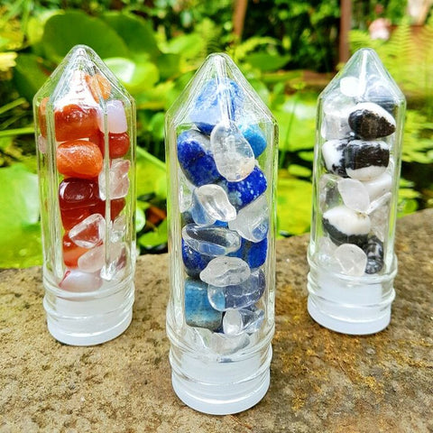 ic:Indirect infusion bottles use pods, like these by maker Longemity, that are refillable and keep the stones dry throughout the infusion.